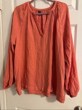 Old Navy Coral Peasant Tunic Top